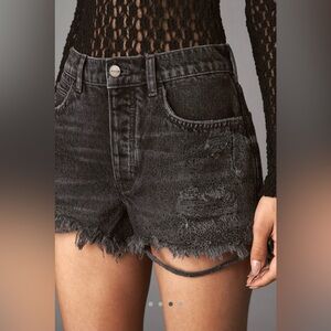 The Devon Rhinestone Distressed Denim Shorts by Pilcro